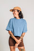 Camiseta Básica Agroecológica - Fit Cropped - Azul Jenipapo